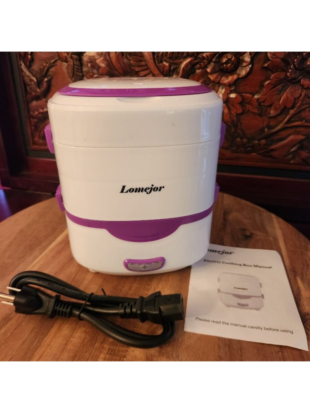 Lomejor Electric Lunch Box Portable Food Warmer With Stainless Steel Bowls